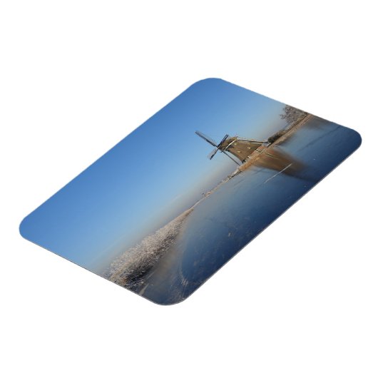 Winterlandschap met windmolen en ijs magneet (Linkerzijde)