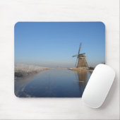 Winterlandschap met windmolen en ijs muismat (Met muis)