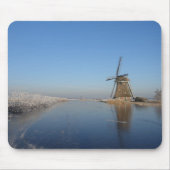 Winterlandschap met windmolen en ijs muismat (Voorkant)