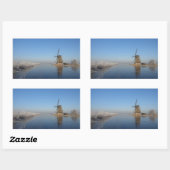 Winterlandschap met windmolen en ijs rechthoekige sticker (Vel)