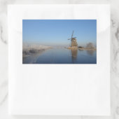 Winterlandschap met windmolen en ijs rechthoekige sticker (Tas)