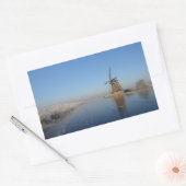Winterlandschap met windmolen en ijs rechthoekige sticker (Envelop)
