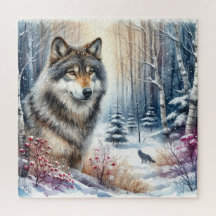 Winterlandschap met wolf