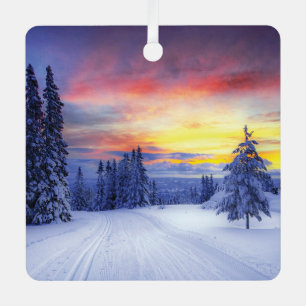 Winterlandschap Metalen Ornament