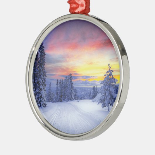 Winterlandschap Metalen Ornament (Links)