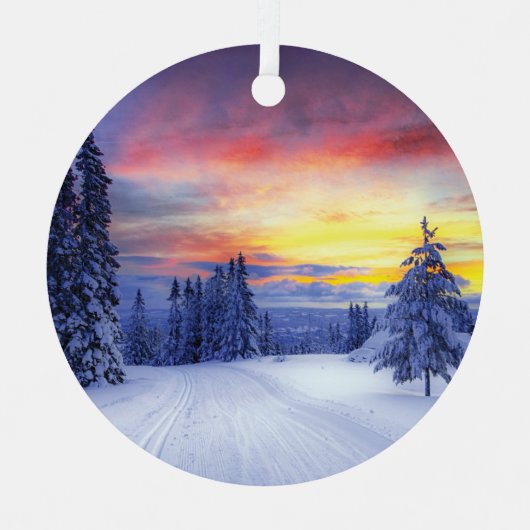 Winterlandschap Metalen Ornament (Voorkant)