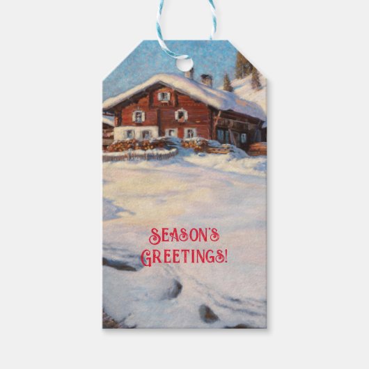 Winterlandschap nabij Davos Cadeaulabel (Voorkant)