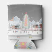 Winterlandschap: nachtelijke dorpsviering. blikjeskoeler (Achterkant)