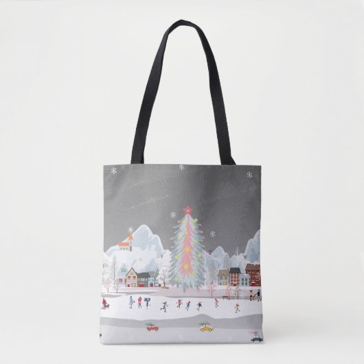 Winterlandschap: nachtelijke dorpsviering. tote bag (Voorkant)