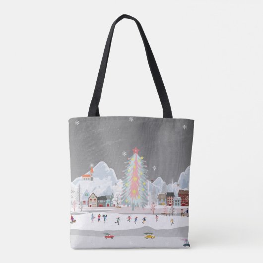 Winterlandschap: nachtelijke dorpsviering. tote bag (Achterkant)