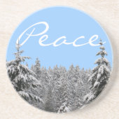 Winterlandschap Onderzetter sneeuw bedekt met bosk (Voorkant)