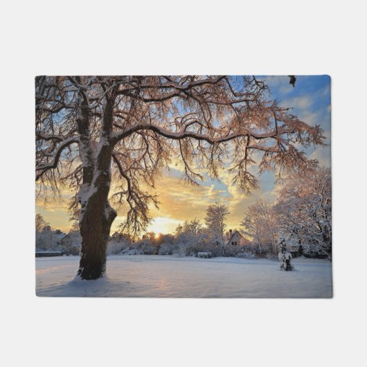 Winterlandschap op het platteland op Sunset Deurmat (Voorkant)