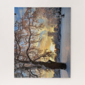 Winterlandschap op het platteland op Sunset Legpuzzel (Verticaal)