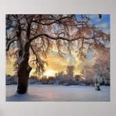 Winterlandschap op het platteland op Sunset Poster (Voorkant)