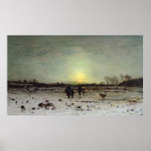 Winterlandschap op zonsondergang poster (Voorkant)