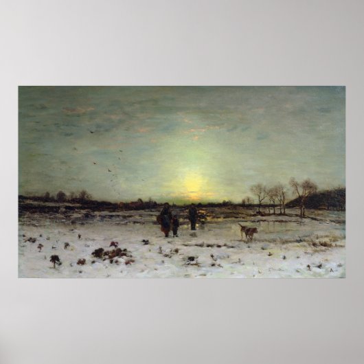 Winterlandschap op zonsondergang poster (Voorkant)
