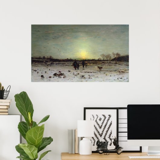 Winterlandschap op zonsondergang poster (Thuiskantoor)