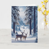 Winterlandschap opgevouwen kerstkaart kaart (Gele Bloem)