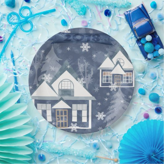 Winterlandschap Papieren Bordje (Feest)