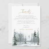 WINTERLANDSCHAP Pine Forest Woodland Slate Wedding Bedankkaart (Voorkant)