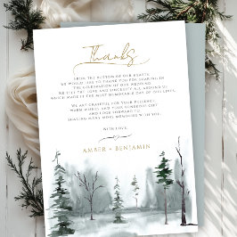 WINTERLANDSCHAP Pine Forest Woodland Slate Wedding Bedankkaart