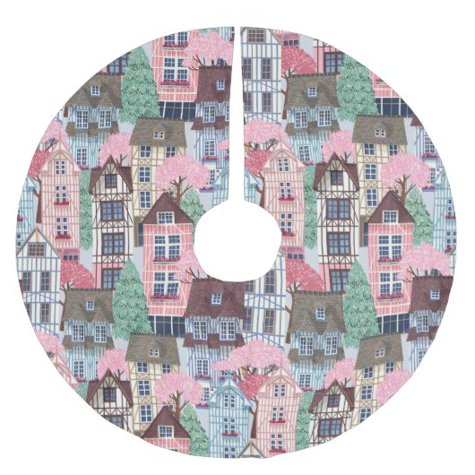 Winterlandschap Polyester Tree Skirt Kerstboom Rok (Voorkant)