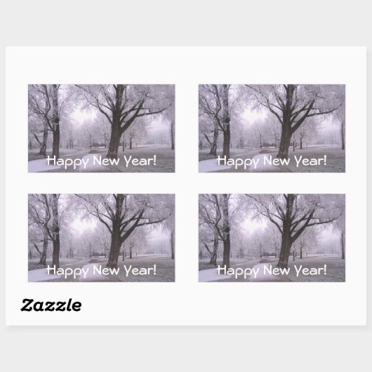 Winterlandschap Rechthoekige Sticker (Vel)