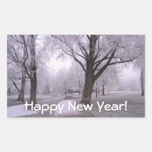 Winterlandschap Rechthoekige Sticker (Voorkant)