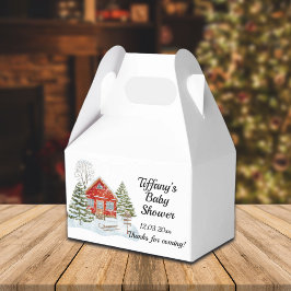 Winterlandschap Red House Baby shower Bedankdoosjes