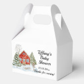 Winterlandschap Red House Baby shower Bedankdoosjes (Voorkant)