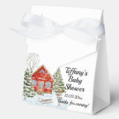 Winterlandschap Red House Baby shower Bedankdoosjes (Voorkant)