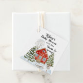 Winterlandschap Red House Baby shower Bedankjes Labels (In situ)