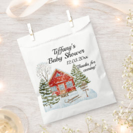 Winterlandschap Red House Baby shower Bedankzakje
