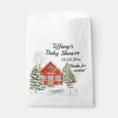 Winterlandschap Red House Baby shower Bedankzakje (Voorkant)