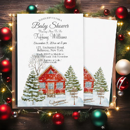 Winterlandschap Red House Baby shower Kaart