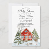 Winterlandschap Red House Baby shower Kaart (Voorkant)