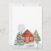 Winterlandschap Red House Baby shower Kaart (Achterkant)