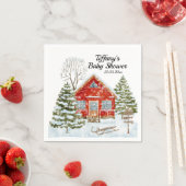 Winterlandschap Red House Baby shower Servet (Insitu)