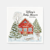 Winterlandschap Red House Baby shower Servet (Voorkant)