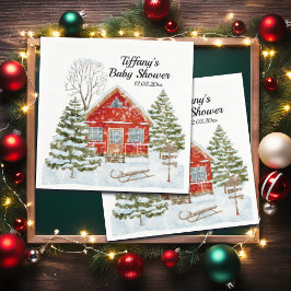 Winterlandschap Red House Baby shower Servet