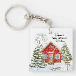 Winterlandschap Red House Baby shower Sleutelhanger