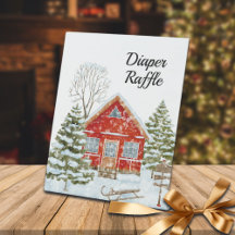 Winterlandschap Rode Huis Luier Raffle