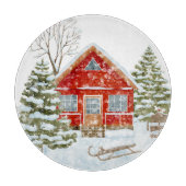 Winterlandschap Rode Huis  Snijplank (Voorkant)