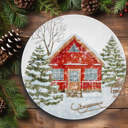 Winterlandschap Rode Huis  Snijplank