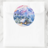Winterlandschap Ronde Sticker (Tas)