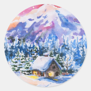 Winterlandschap Ronde Sticker