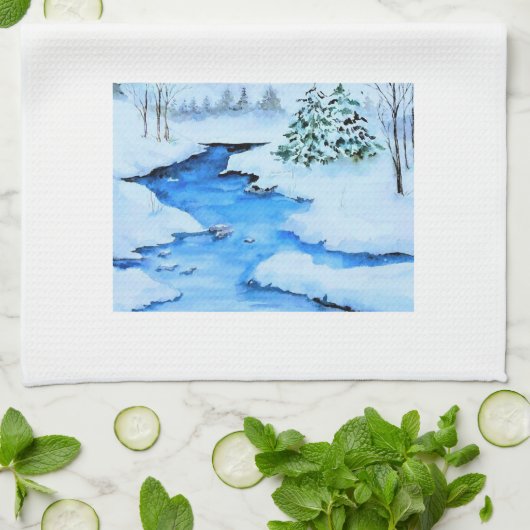 Winterlandschap Scène Theedoek (Gevouwen)