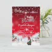 Winterlandschap Schattige Gnome rood Kaart (Staand voorkant)