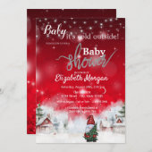 Winterlandschap Schattige Gnome rood Kaart (Voorkant / Achterkant)