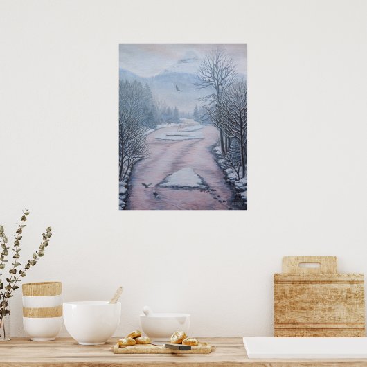 Winterlandschap Schilderen 9 Eagles Cheakamus Poster (Keuken)